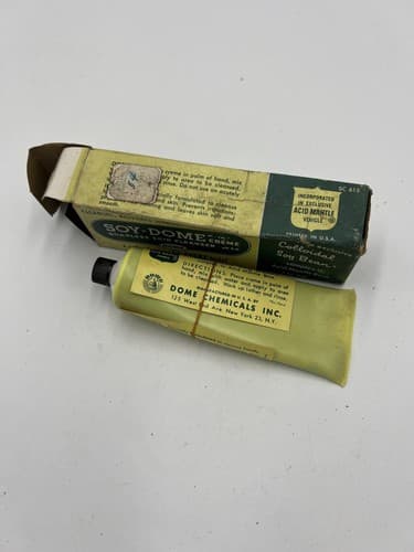 Antique 1940's? Soy-Dome Cleanser Cream Dome Chemicals Inc. NY 16oz tube full - Thumbnail 4