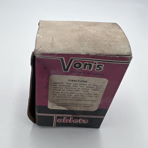 Vintage NOS Nwe York Von's Pink Tablets Stomach Acid Control 1940's - Thumbnail 3