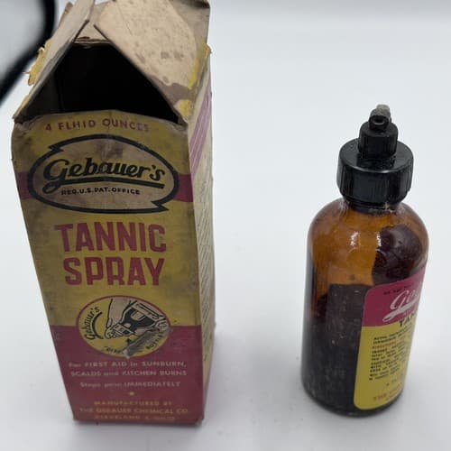 Vintage Gebauers tannic spray 4 Fluid Ounces 1940's w/contents