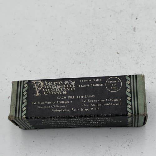 Dr. Pierce’s Pleasant Purgative Pellet, Antique Medicine Bottle, Box, and Insert - Thumbnail 6