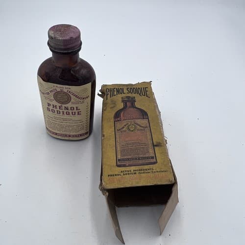 Rare Phenol Sodique Medicine Bottle Hance Brothers & White w/box 7” EMPTY - Thumbnail 6