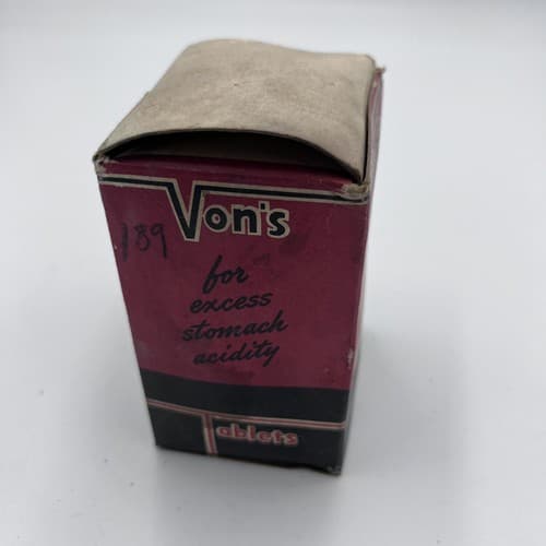 Vintage NOS Nwe York Von's Pink Tablets Stomach Acid Control 1940's - Thumbnail 2