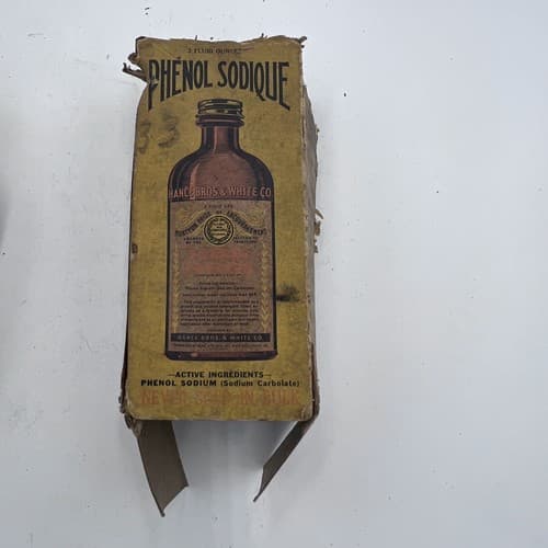 Rare Phenol Sodique Medicine Bottle Hance Brothers & White w/box 7” EMPTY - Thumbnail 4