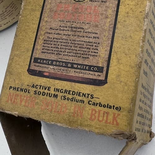 Rare Phenol Sodique Medicine Bottle Hance Brothers & White w/box 7” EMPTY - Thumbnail 5