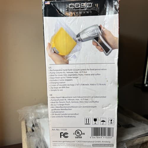 CASO Germany VC200 Bar Vacuum Sealer Smart Vac 20 Rechargeable Hand Held - Thumbnail 5