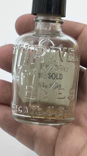 Vintage Embossed Murine For Your EYES Glass bottle w/dropper RARE black label - Thumbnail 5