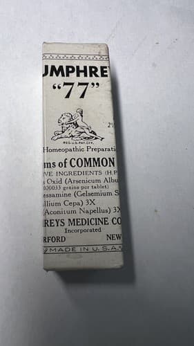 Vintage Humphreys Homeopathic Medicine No 77 Medium Common Colds , Empty - Thumbnail 2