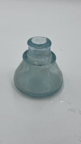 Antique Aqua Light Blue Glass Inkwell! Oily/ Opalescent Sheen 2 1/4" Very Nice - Thumbnail 2