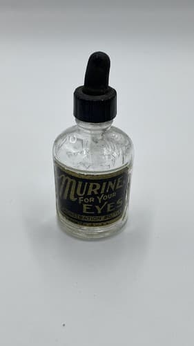 Vintage Embossed Murine For Your EYES Glass bottle w/dropper RARE black label - Thumbnail 2