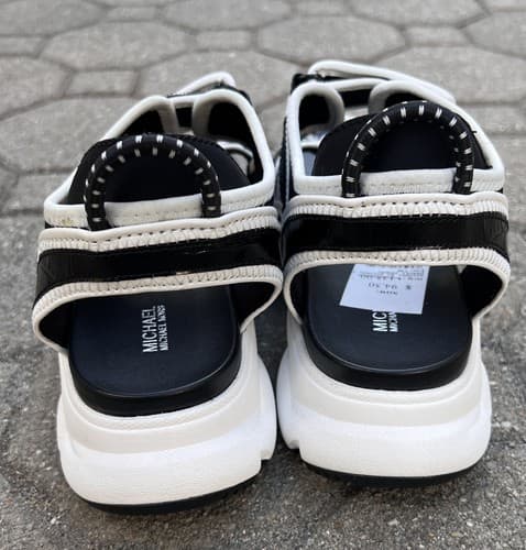Rare Michael Kors Harvey Black White Sandals Women's 8.5 NEW - Thumbnail 5