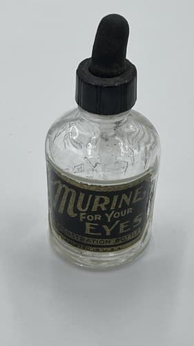 Vintage Embossed Murine For Your EYES Glass bottle w/dropper RARE black label - Thumbnail 4