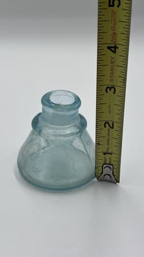 Antique Aqua Light Blue Glass Inkwell! Oily/ Opalescent Sheen 2 1/4" Very Nice - Thumbnail 5