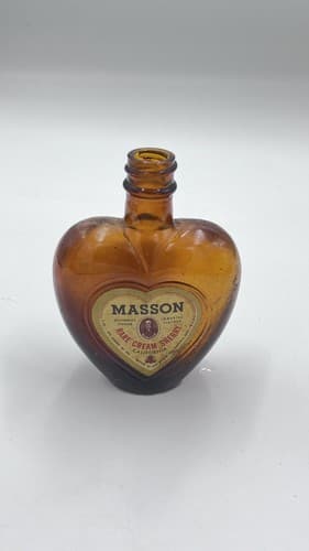 Vtg Paul Masson Rare Cream Sherry Amber Heart Shape Liquor Mini Bottle
