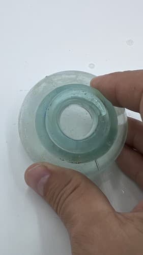 Antique Aqua Light Blue Glass Inkwell! Oily/ Opalescent Sheen 2 1/4" Very Nice - Thumbnail 3