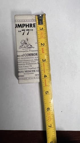 Vintage Humphreys Homeopathic Medicine No 77 Medium Common Colds , Empty - Thumbnail 6