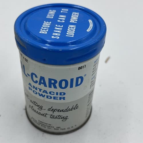Vintage 1950's Advertising Tin Al-Caroid Antacid Powder American Ferment Co, NY - Thumbnail 2