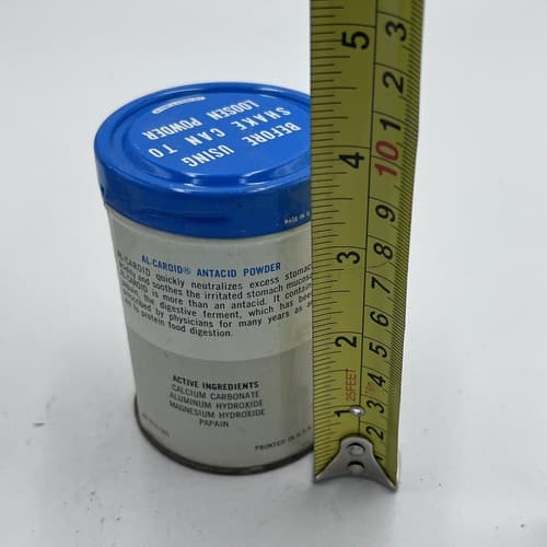Vintage 1950's Advertising Tin Al-Caroid Antacid Powder American Ferment Co, NY - Thumbnail 4