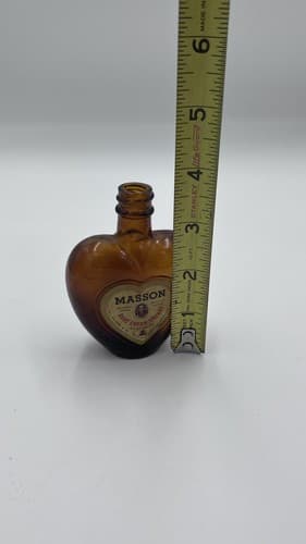 Vtg Paul Masson Rare Cream Sherry Amber Heart Shape Liquor Mini Bottle - Thumbnail 4