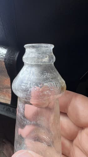 Vintage Easy Dip Embossed Glass bottle empty - Thumbnail 2