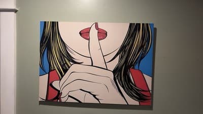Vintage 1999 pop art print titled "Sssshhh" by Deborah Azzopardi, IKEA's Solmyra - Thumbnail 2