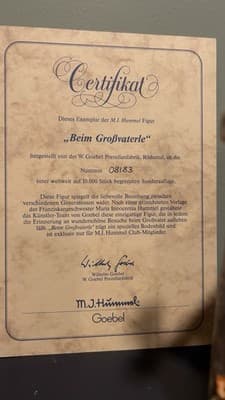 M.J.Hummel Goebel At Grandpa's #51 Figurine with COA & Box - Thumbnail 6