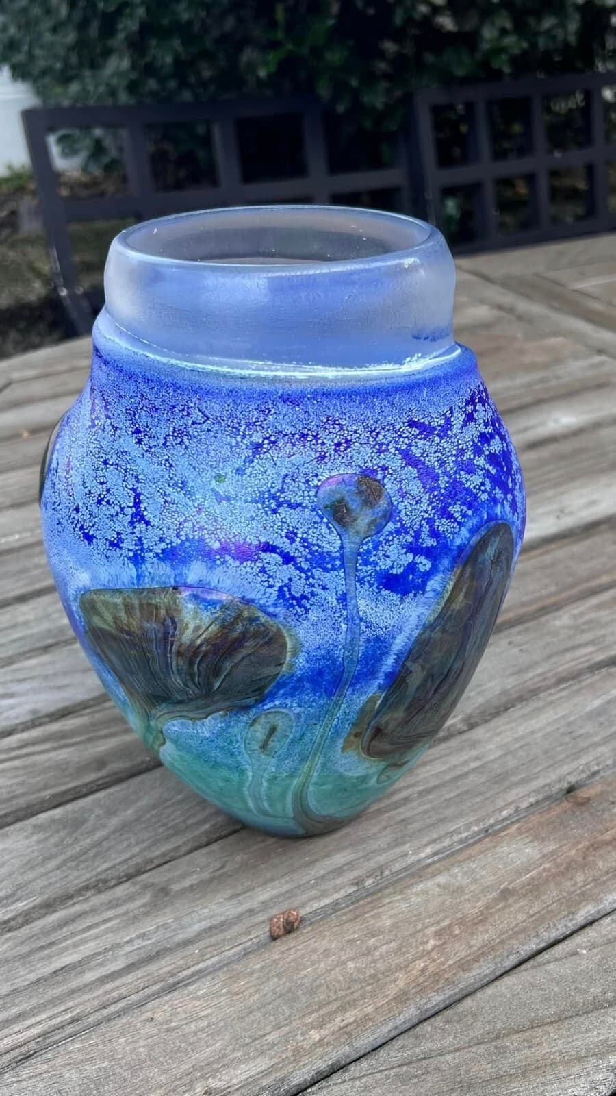 Vase Art Glass signed - Jean Claude Novaro, France 1986, Blue - Thumbnail 6