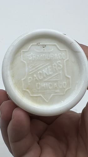 Old Chicago Armour and Company Packers Antique 2.5" Tall Small Milk Glass Jar - Thumbnail 3