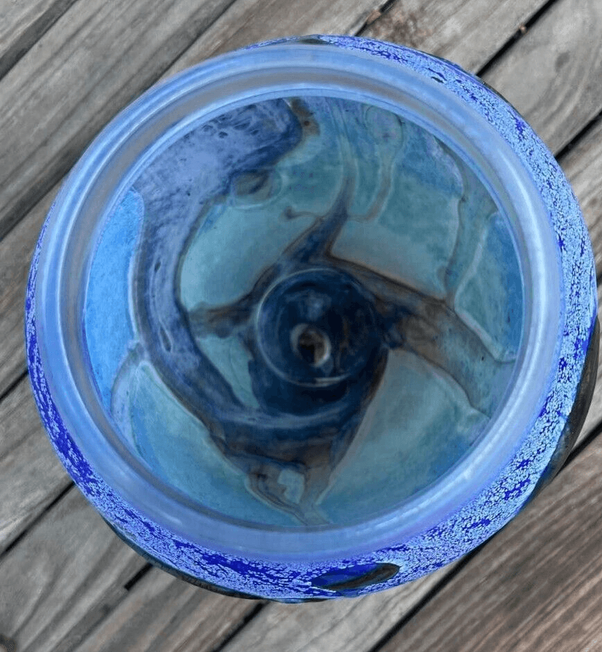 Vase Art Glass signed - Jean Claude Novaro, France 1986, Blue - Thumbnail 2