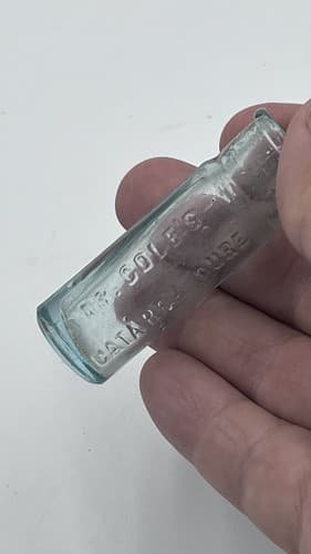 SCARCE TINY 1890'S DR. COLE'S CATARRH CURE PATENT MEDICINE BOTTLE - Thumbnail 2