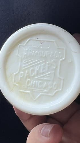 Old Chicago Armour and Company Packers Antique 2.5" Tall Small Milk Glass Jar - Thumbnail 2