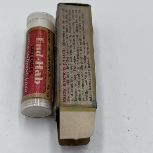 Vintage 1950's, "End-Hab Lozenges", "To Check Smoking Urge"