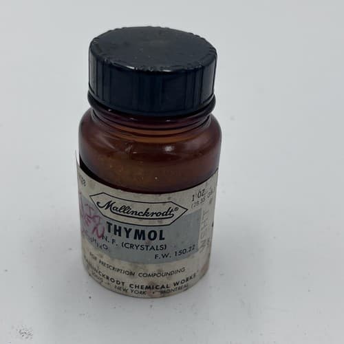 Vintage Bottle Mallincrodt Thymol NF Crystals, 1oz