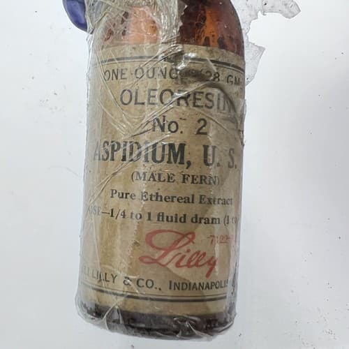 Vintage Lilly Amber Bottle with screw top Oleoresin No. 2 Aspidium - Thumbnail 2