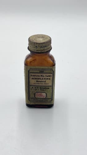 Vintagae ACRIFLAVINE LILLY Amber Medicine Bottle , EMPTY , NO Contents - Thumbnail 2