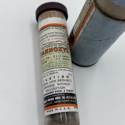 1930's Vintage Stannoxyl Tabs Bottle Tube Box Medicine Anglo French