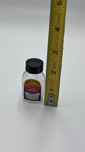 Vintage Beechams Pills glass bottle (empty) Nice label - Thumbnail 5
