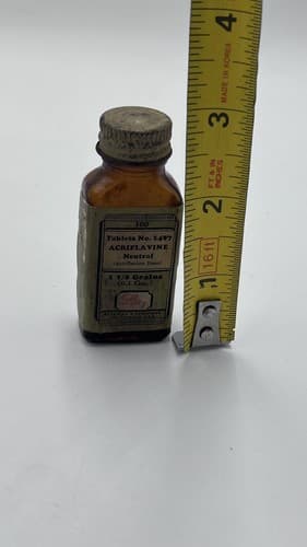 Vintagae ACRIFLAVINE LILLY Amber Medicine Bottle , EMPTY , NO Contents - Thumbnail 6