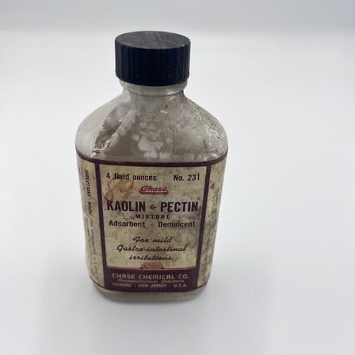 Vtg 1930's Chase Chemical Pharmaceutical Apothecary Bottle Kaolin &Pectin - Thumbnail 2