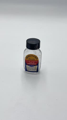 Vintage Beechams Pills glass bottle (empty) Nice label - Thumbnail 2