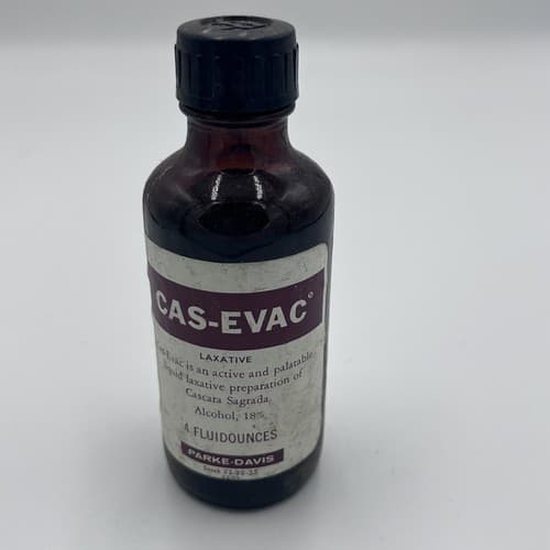 Vintage Parke, Davis & Co Cas-Evac Brown 4fl oz Bottle Laxative