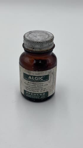 Vintage Medicine Bottle ,ALGIC , Spencer Labs Racephedrine Hydrochloride EMPTY - Thumbnail 2