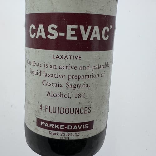 Vintage Parke, Davis & Co Cas-Evac Brown 4fl oz Bottle Laxative - Thumbnail 3