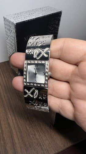 XOXO Silver-Tone Bracelet Crystal Stations Women Watch - XO5115 New Battery - Thumbnail 2