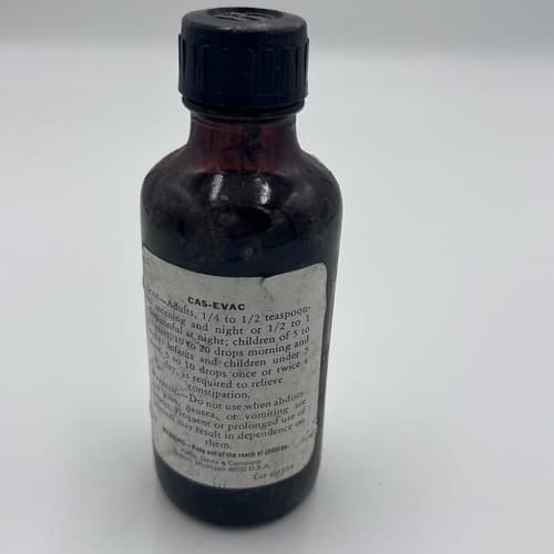 Vintage Parke, Davis & Co Cas-Evac Brown 4fl oz Bottle Laxative - Thumbnail 2