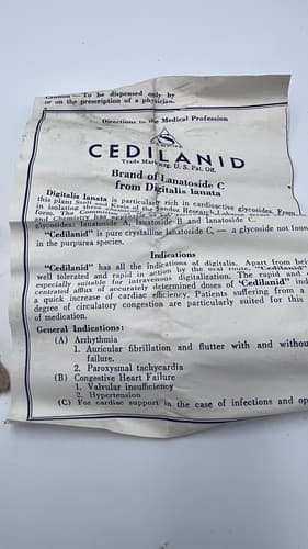 RARE Vintage SANDOZ CEDILANID Glass Tube w/box and Instructions EMPTY - Thumbnail 9