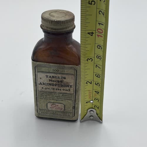 Vintage Medicine Bottle, Eli Lilly Aminopyrine EMPTY 4.5" #99 - Thumbnail 6