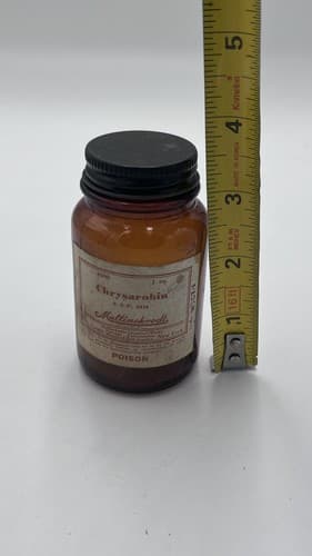 Rare Vintage Chrysarobin POISON Apothecary Medicine Bottle Mallinckrodt EMPTY - Thumbnail 3