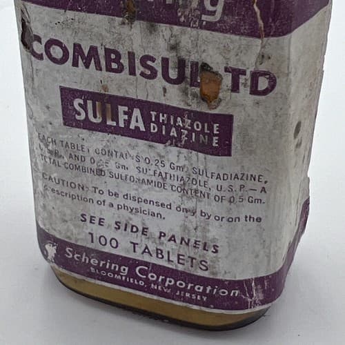 Schering Combisul TD Sulfathiazole Diazine Bottle EMPTY - Thumbnail 2