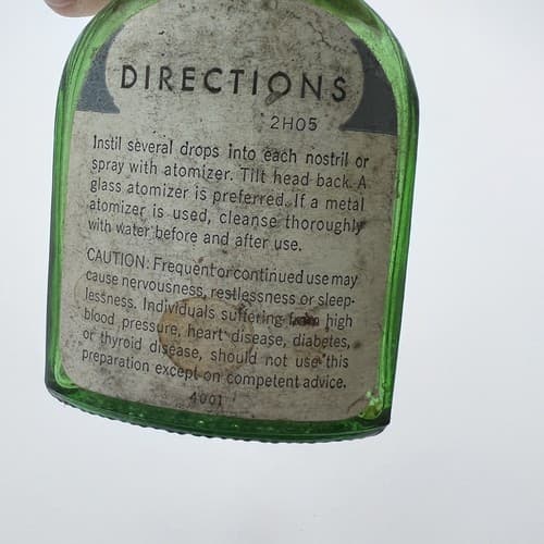 McKesson & Robbins AQUA DRIN Nose Drops Green Glass Bottle - Thumbnail 5