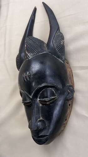 Guro Yaure Portrait Mask Figure Horned Cote d'Ivoire African Art - Thumbnail 2